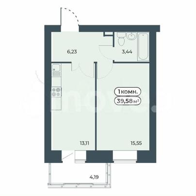 1-комн. квартира, 39.6 м&sup2;