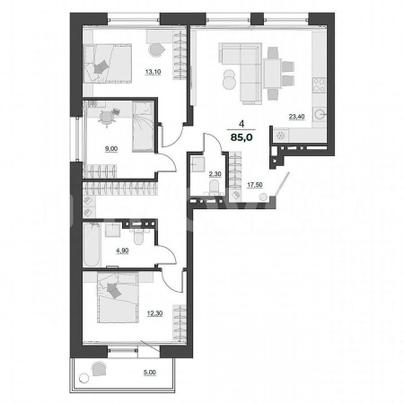 4-комн. квартира, 85 м&sup2;