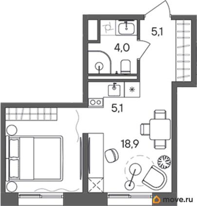 студия, 33.1 м&sup2;