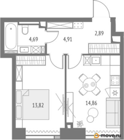 1-комн. квартира, 41.17 м&sup2;