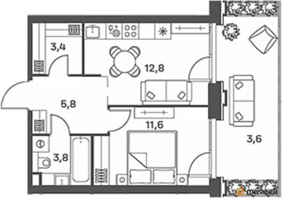 1-комн. квартира, 41 м&sup2;