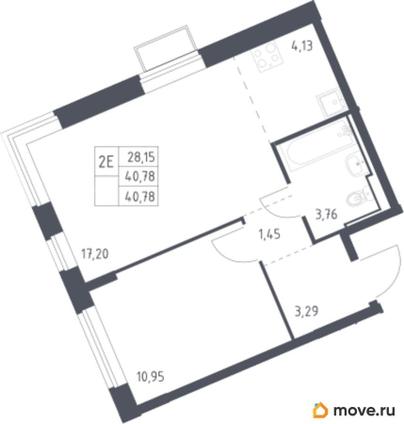 1-комн. квартира, 40.78 м&sup2;