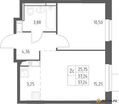 1-комн. квартира, 37.24 м&sup2;