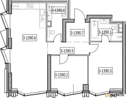 2-комн. квартира, 77.1 м&sup2;