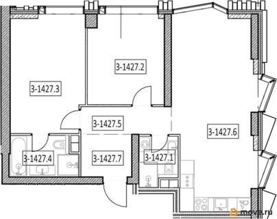 2-комн. квартира, 76.4 м&sup2;