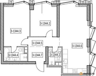 2-комн. квартира, 76.8 м&sup2;