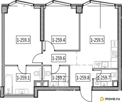 2-комн. квартира, 66.7 м&sup2;