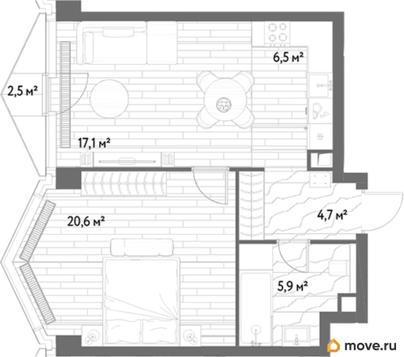 1-комн. квартира, 55.6 м&sup2;