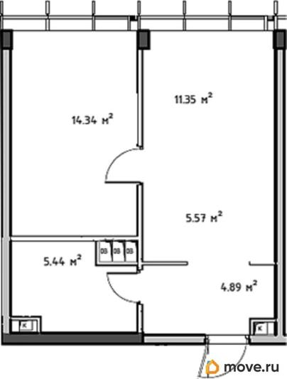 1-комн. квартира, 41.59 м&sup2;