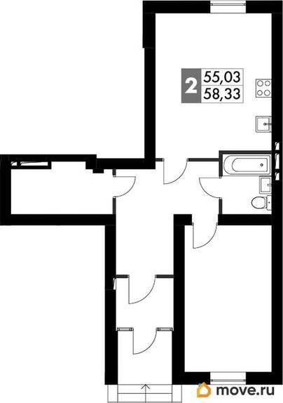 1-комн. квартира, 60.99 м&sup2;