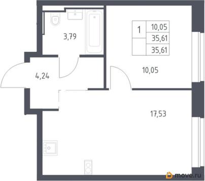 1-комн. квартира, 35.61 м&sup2;