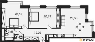 2-комн. квартира, 86.2 м&sup2;