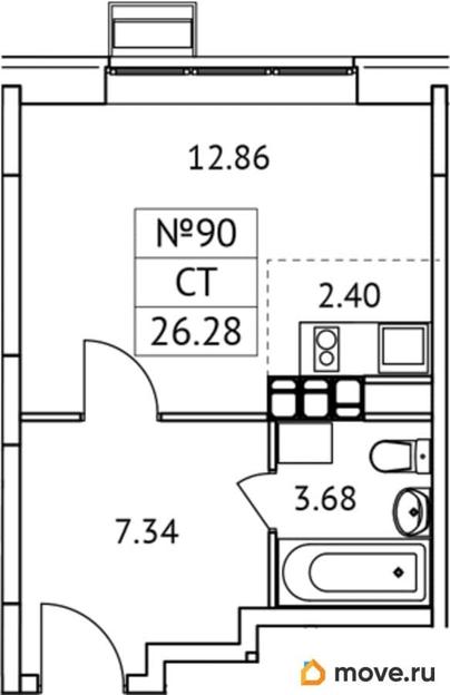 студия, 26.28 м&sup2;