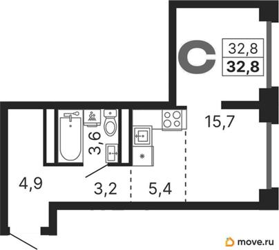 студия, 32.8 м&sup2;