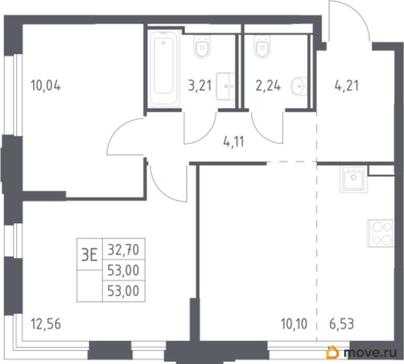 2-комн. квартира, 53 м&sup2;
