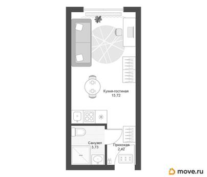 студия, 21.87 м&sup2;