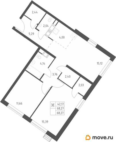 2-комн. квартира, 68.27 м&sup2;