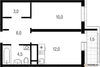 1-комн. квартира, 37 м&sup2;