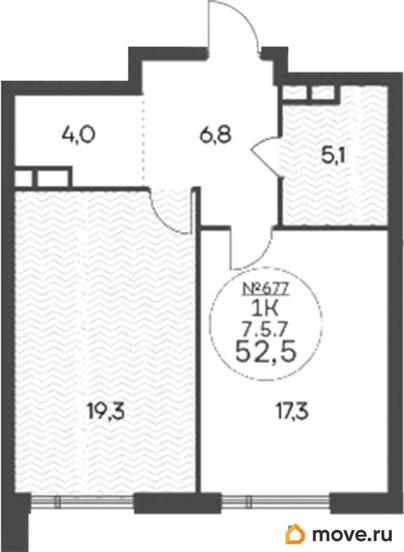 1-комн. квартира, 52.5 м&sup2;