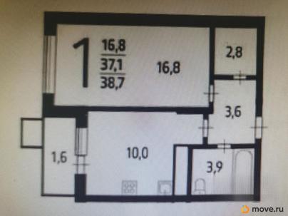 1-комн. квартира, 37.1 м&sup2;