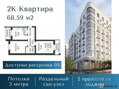 2-комн. квартира, 68.59 м&sup2;