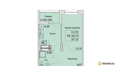 1-комн. квартира, 36.92 м&sup2;