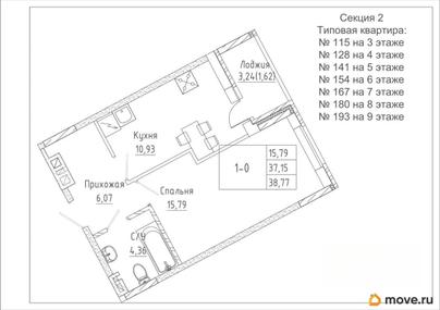 1-комн. квартира, 38.77 м&sup2;