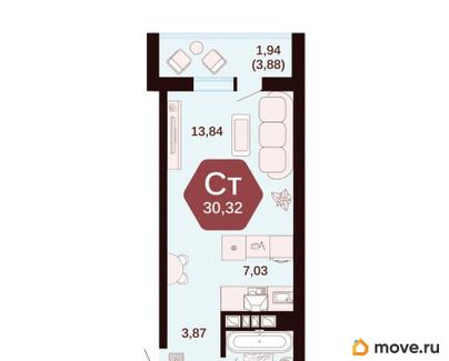 студия, 30.32 м&sup2;