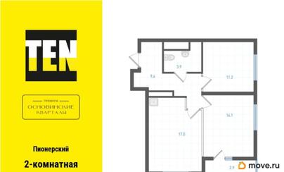 2-комн. квартира, 57.1 м&sup2;