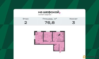 3-комн. квартира, 76.8 м&sup2;