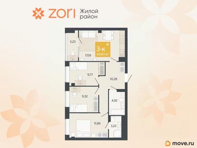 3-комн. квартира, 68 м&sup2;