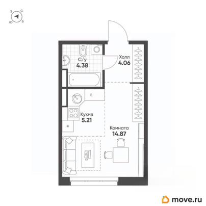 студия, 28.4 м&sup2;