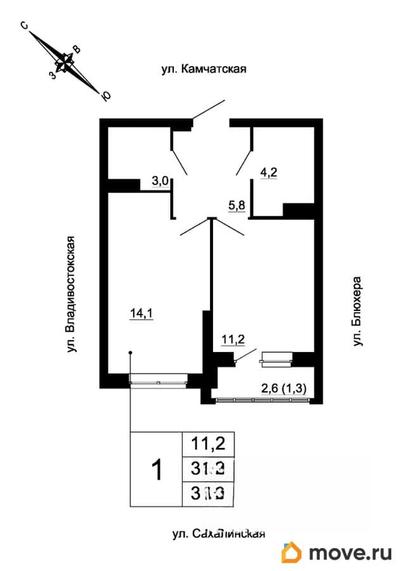 1-комн. квартира, 39.6 м&sup2;
