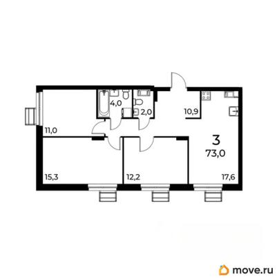 3-комн. квартира, 73 м&sup2;
