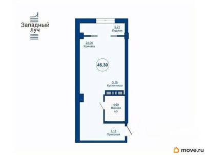 1-комн. квартира, 46.3 м&sup2;