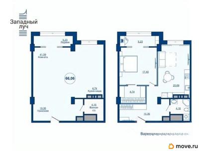 2-комн. квартира, 66.06 м&sup2;