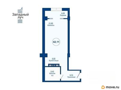 1-комн. квартира, 42.11 м&sup2;