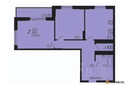 2-комн. квартира, 70.85 м&sup2;