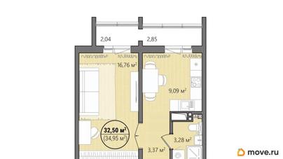 1-комн. квартира, 37.8 м&sup2;