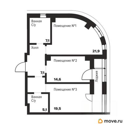 2-комн. апартаменты, 75.3 м&sup2;