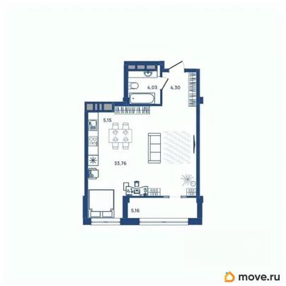 1-комн. квартира, 46.8 м&sup2;