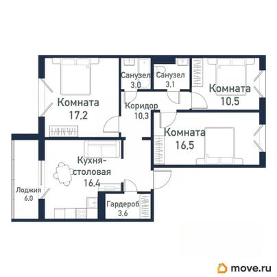 3-комн. квартира, 80.8 м&sup2;