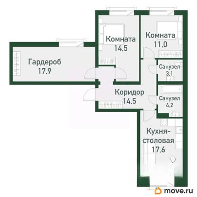 2-комн. квартира, 81.1 м&sup2;