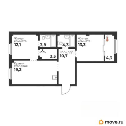 2-комн. квартира, 67.1 м&sup2;