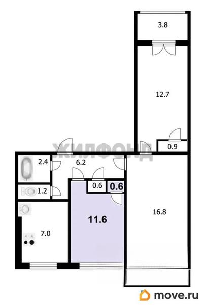 комната, 12.2 м&sup2;