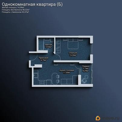 1-комн. квартира, 42.61 м&sup2;