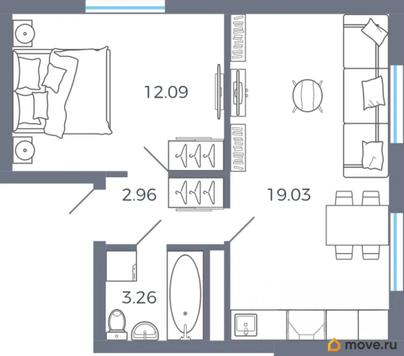 1-комн. квартира, 37.34 м&sup2;