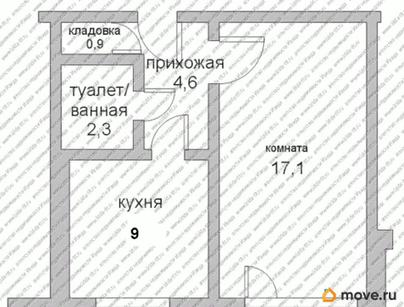 1-комн. квартира, 34.1 м&sup2;