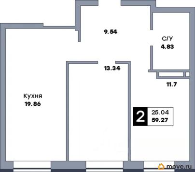 2-комн. квартира, 59.27 м&sup2;