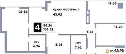 4-комн. квартира, 168.21 м&sup2;